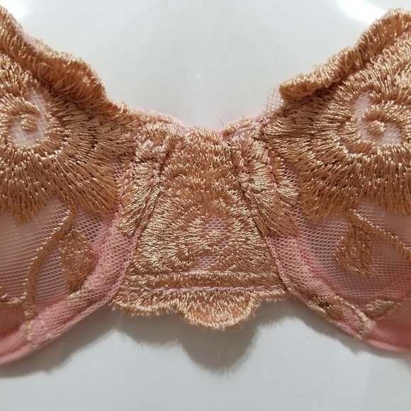 Glamour bra 34B floral lace mesh ornate bow butterfly dragonfly romantic lolita - Picture 8 of 14